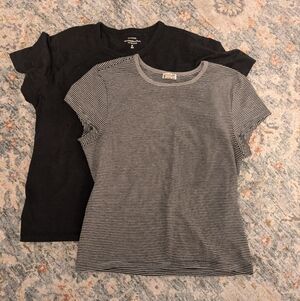 Free People Striped Baby Tee & Abercrombie Polished Body-Skimming Tee